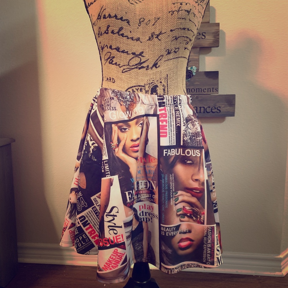 Vanity Fair look magazine print skirt